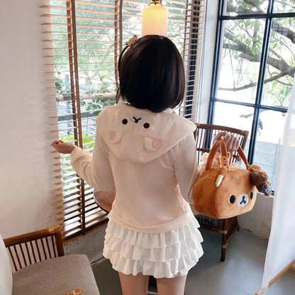 Y2k Harajuku Streetwear Hoodies Women Japanese Style Kawaii Sweet Cute Cartoon Print Zipper Sweatshirt Soft Girl 2026 Jacket