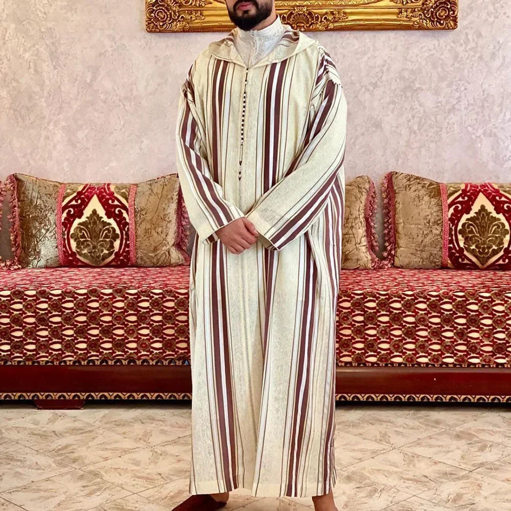 New 2025 Traditional Muslim Clothing Eid Middle East Jubba Thobe Men Thobe Arab Muslim Robes with Long Sleeves Gifts for Husband