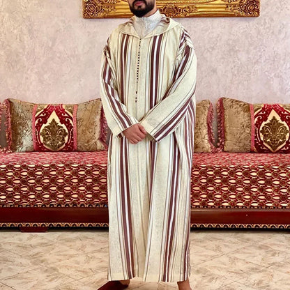 New 2025 Traditional Muslim Clothing Eid Middle East Jubba Thobe Men Thobe Arab Muslim Robes with Long Sleeves Gifts for Husband