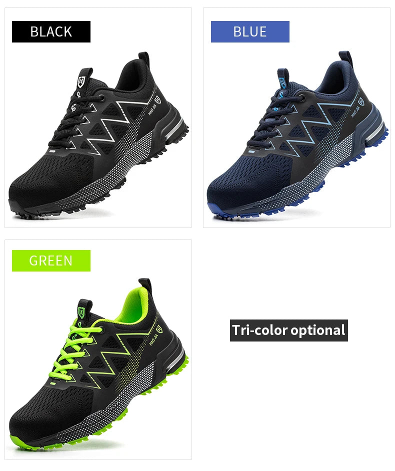 ZLMY Fashion Safety Shoes Men Steel Toe Sneaker Puncture Proof Work Boots Anti-smash Man Safety Boots Male Industrial Work Shoes