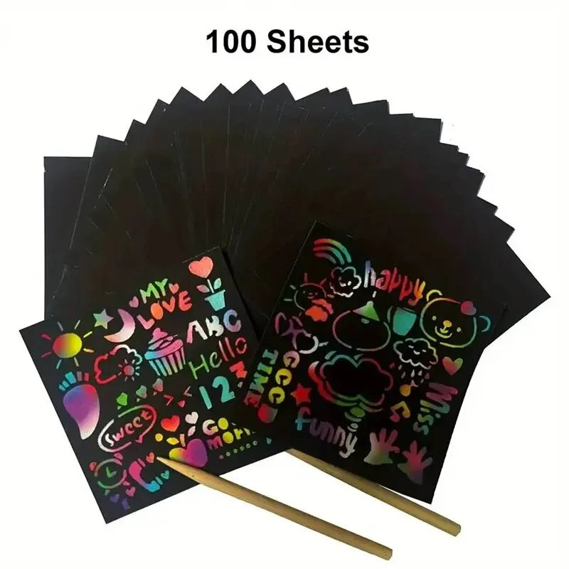 Dazzling Scratch Painting Parent Child Interactive Toys Note Cards Handmade Painting