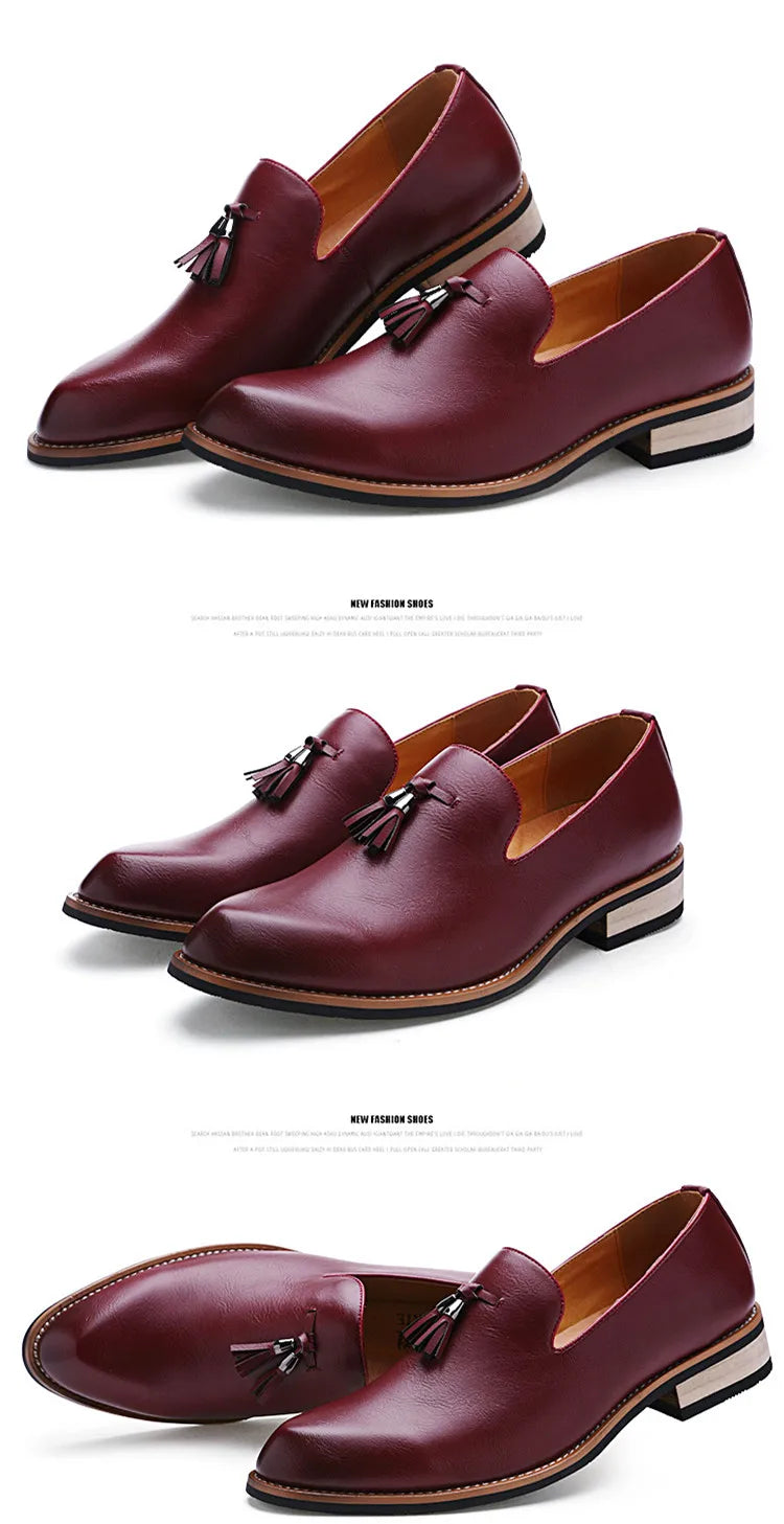 Luxury Men Leather Loafers Designer Tassels Brogue Shoes Male Wedding Shoes Fashion High Quality Men Casual Shoes Big Size 38-46