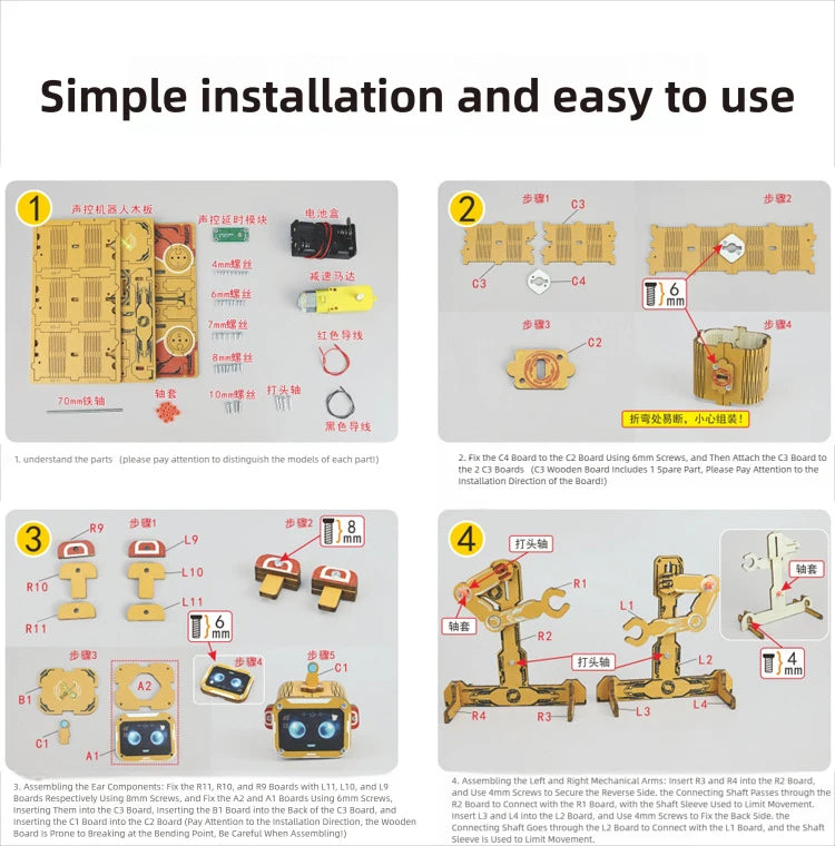 DIY Electric Voice Controlled Robot DIY Science Experiment Kit & Education Model Toy For Children Gift Toy Project