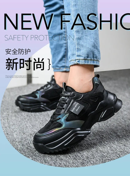 New Fashion 2024 Women's Safety Shoes Sneakers Women Anti-smash Anti-puncture Security Boots Protective Shoes Breathable
