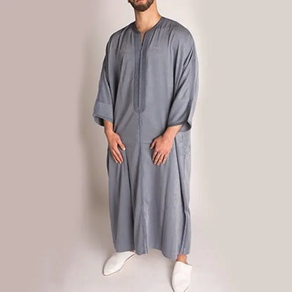 New 2025 Traditional Muslim Clothing Eid Middle East Jubba Thobe Men Thobe Arab Muslim Robes with Long Sleeves Gifts for Husband