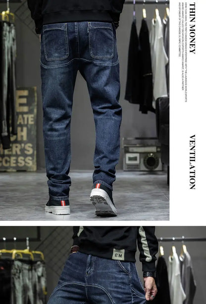 Spring Autumn Men's Jeans Luxury Fashion Plus Size 44 Boyfriend Streetwear Casual Harem Denim Jeans Pants Blue Designer Trousers