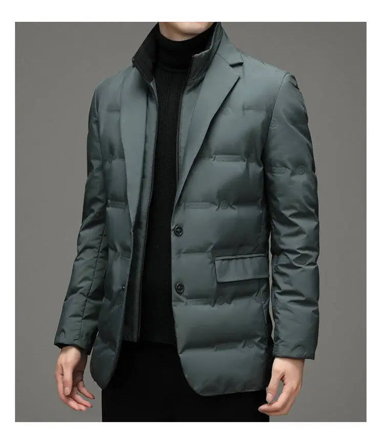 2025 High quality down jacket men winter business casual fashion handsome duck down medium long down jacket