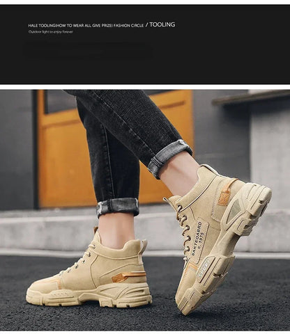 Shoes Man High Top Boots Comfort Botas Outdoor Fashion Desert Shoes Men's Platform Work Boot Wear-resistant Hiking Boot