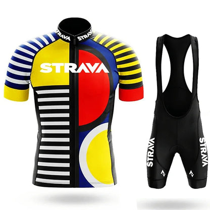 Strava Men's Cycling Outfit Bicycle Shorts Road Bike Sports Set Mountain Cycle Jersey Breathable Summer Clothing Pro Uniform