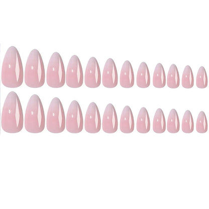 ARTAUG 24PCS Short Press On Nails Square Pink Fingertip White French Trim Press On Nails Full Cover Fake Nails Set Nail