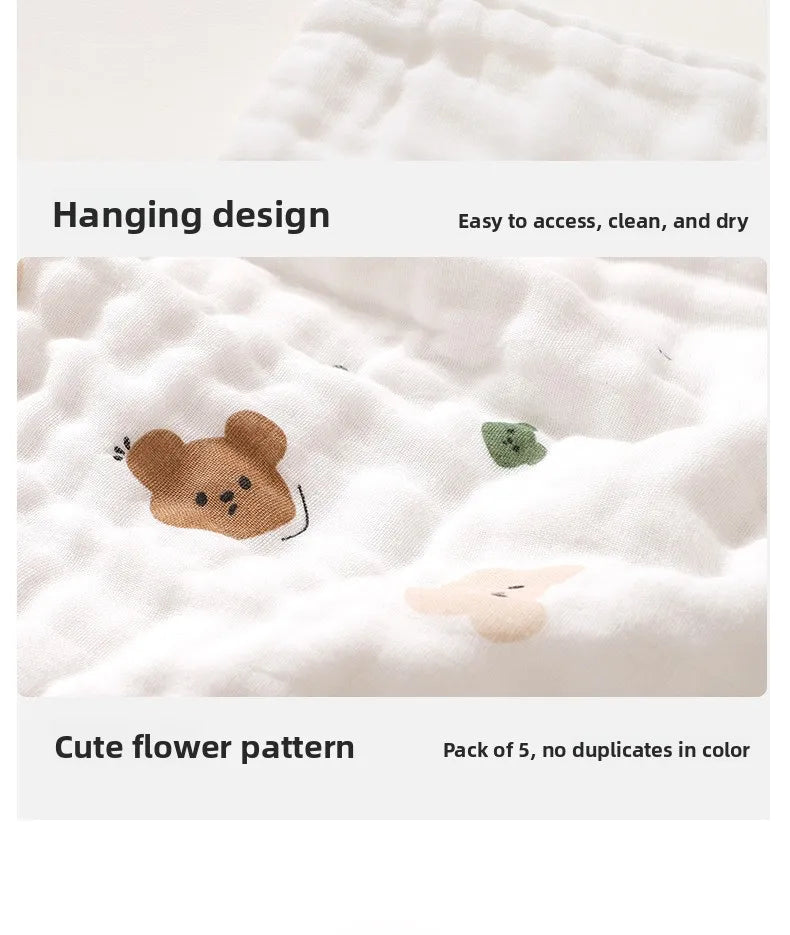 2PCS.Newborn 100% Cotton Gauze Burp Cloths—Ultra-Soft Baby Washcloths.Breathable,skin-friendly, super absorbent&easy to clean.