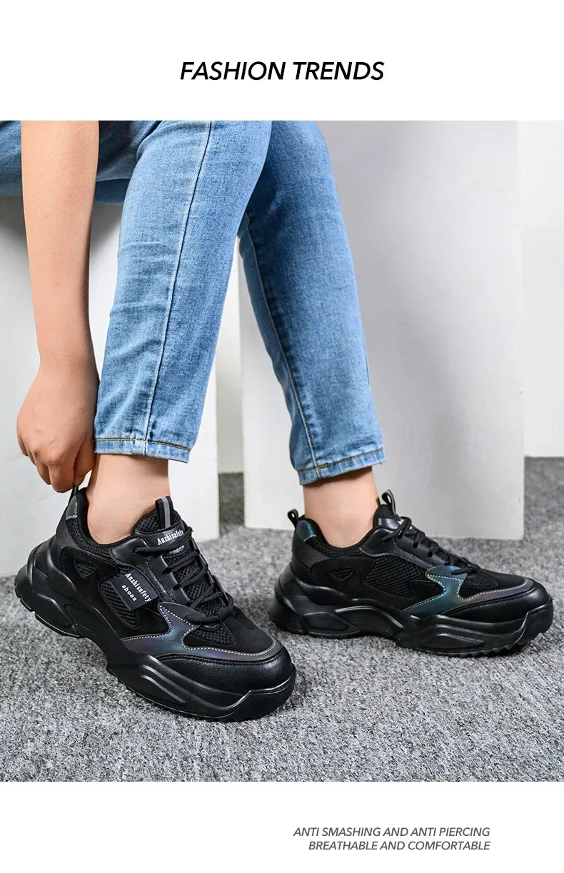 New Fashion 2024 Women's Safety Shoes Sneakers Women Anti-smash Anti-puncture Security Boots Protective Shoes Breathable