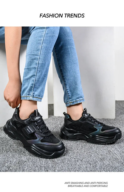 New Fashion 2024 Women's Safety Shoes Sneakers Women Anti-smash Anti-puncture Security Boots Protective Shoes Breathable