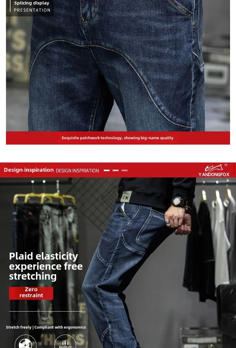 Spring Autumn Men's Jeans Luxury Fashion Plus Size 44 Boyfriend Streetwear Casual Harem Denim Jeans Pants Blue Designer Trousers