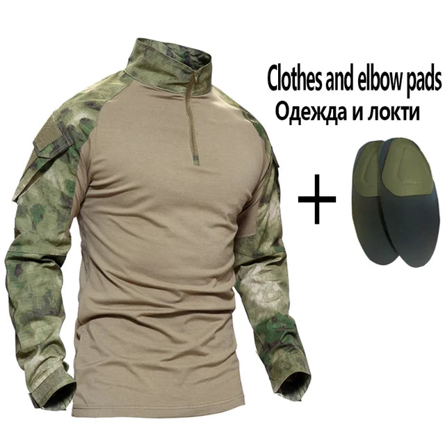 Men Tactical Suits Outdoor Paintball Clothing Uniform Shooting Combat Camouflage Shirts Cargo Knee Pads Pants