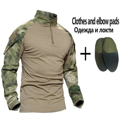 Men Tactical Suits Outdoor Paintball Clothing Uniform Shooting Combat Camouflage Shirts Cargo Knee Pads Pants
