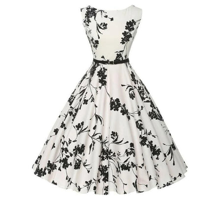 Women Dress Vintage Robe Audrey Hepburn Rockabilly Retro Sleeveless Print Party dresses Summer Vestidos