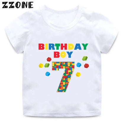 Master Builder Blocks Building Print Funny Boys Clothes 1 2 3 4 5 6 7 8 9 Years Happy Birthday Kids T shirt Baby Girls T-Shirts