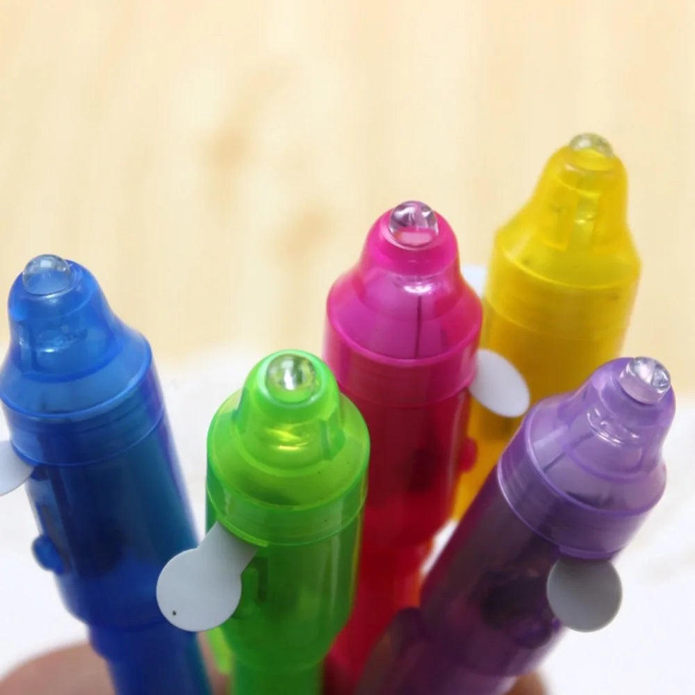 Luminous Light Pen Magic Purple 2 In 1 UV Black Light Combo Drawing Invisible Ink Pen Learning Education Toys For Child