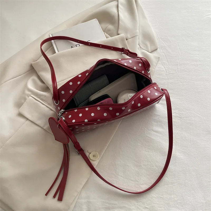 Women's Polka Dot Shoulder Bag New Niche Design Underarm Bag Commute Crossbody Bag High Appearance Fashion Bag