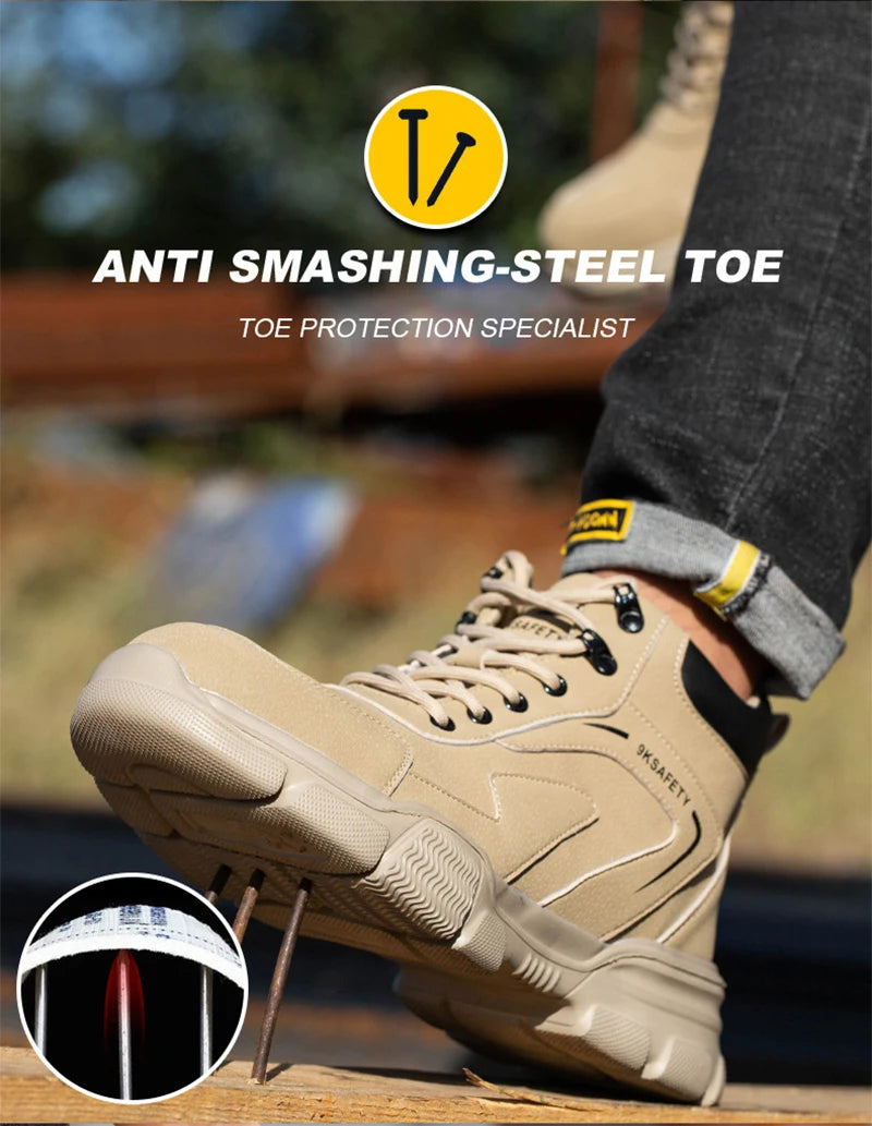 Men Steel Toe Safety Work Boots Indestructible Construction Safety Boots Puncture Proof Male Work Shoes Protective Footwear