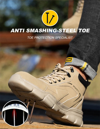 Men Steel Toe Safety Work Boots Indestructible Construction Safety Boots Puncture Proof Male Work Shoes Protective Footwear