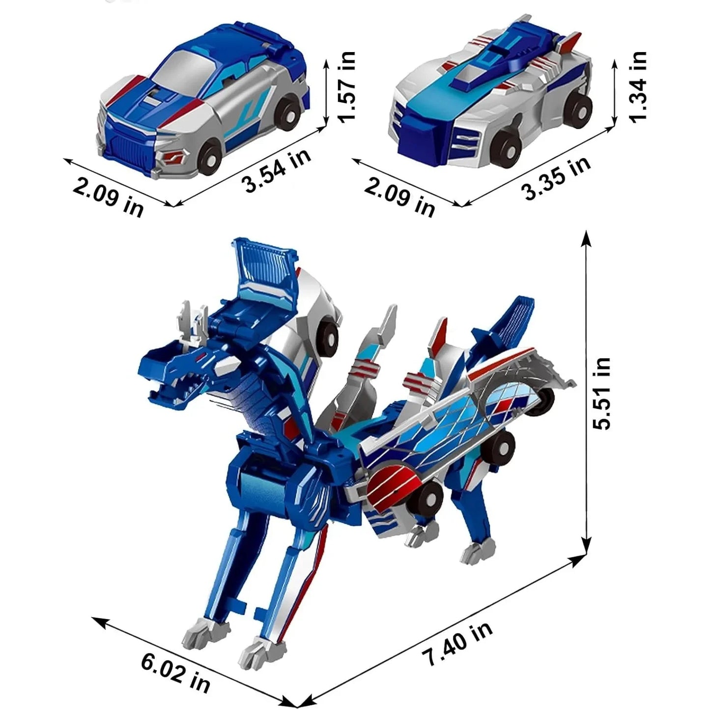 Magnetic 2-in-1 Transforming Car Toy for Kids – Unicorn & Dinosaur Robot, DIY Impact Deformation Racing Educational Gift
