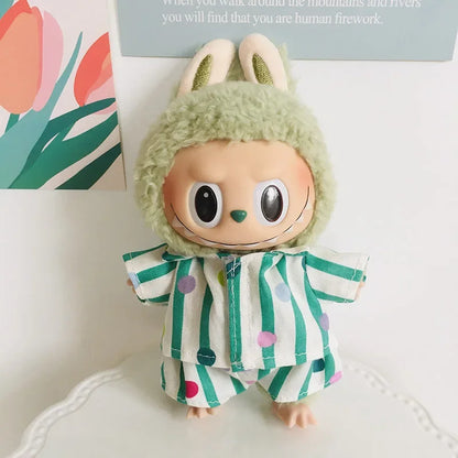 For 15/17cm 3.0 labubu doll cothes Swimsuit Beach skirt beach striped floral shirt shorts For ropa labubu outfit Decorations