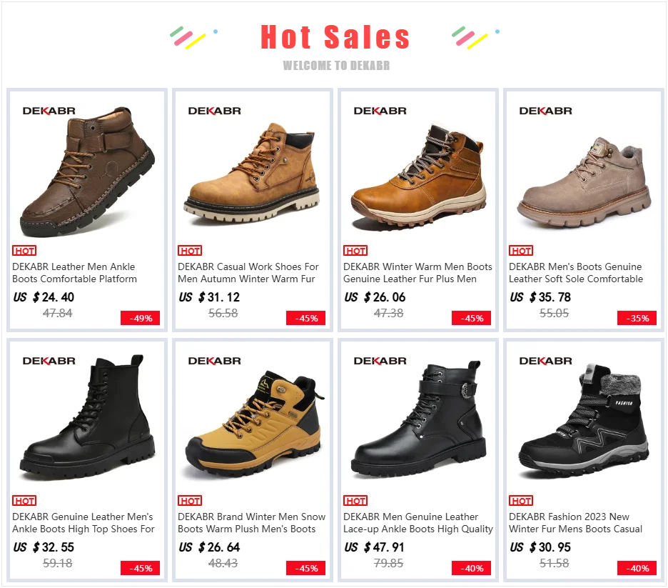 DEKABR Autumn Winter Warm Fur Ankle Boots Business Genuine Leather Mens Boots New Comfortable Soft Handmade Plus Size 48