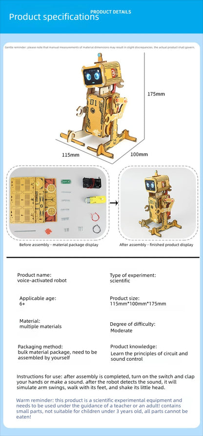 DIY Electric Voice Controlled Robot DIY Science Experiment Kit & Education Model Toy For Children Gift Toy Project
