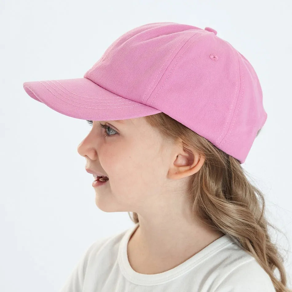 Kids Baseball Cap Low Profile Sun Hat for Boys and Girls Soft Cotton Pink Black White Gray for Baby Children