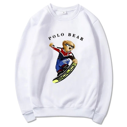 Men's casual and comfortable pullover, fashionable and versatile hooded sweatshirt with teddy bear pattern, sports shirt