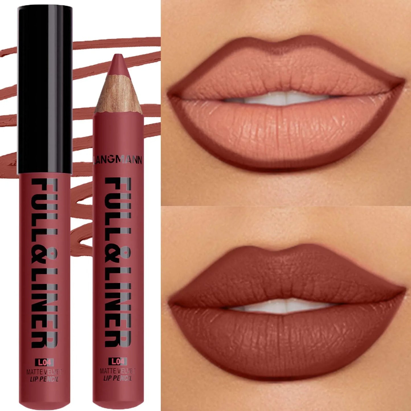 Waterproof Matte Lipliner Pencil Brown Contour Tint Lipstick Pen Long Lasting 12 Color Wooden Lip Liner Pencil Full-lip Makeup
