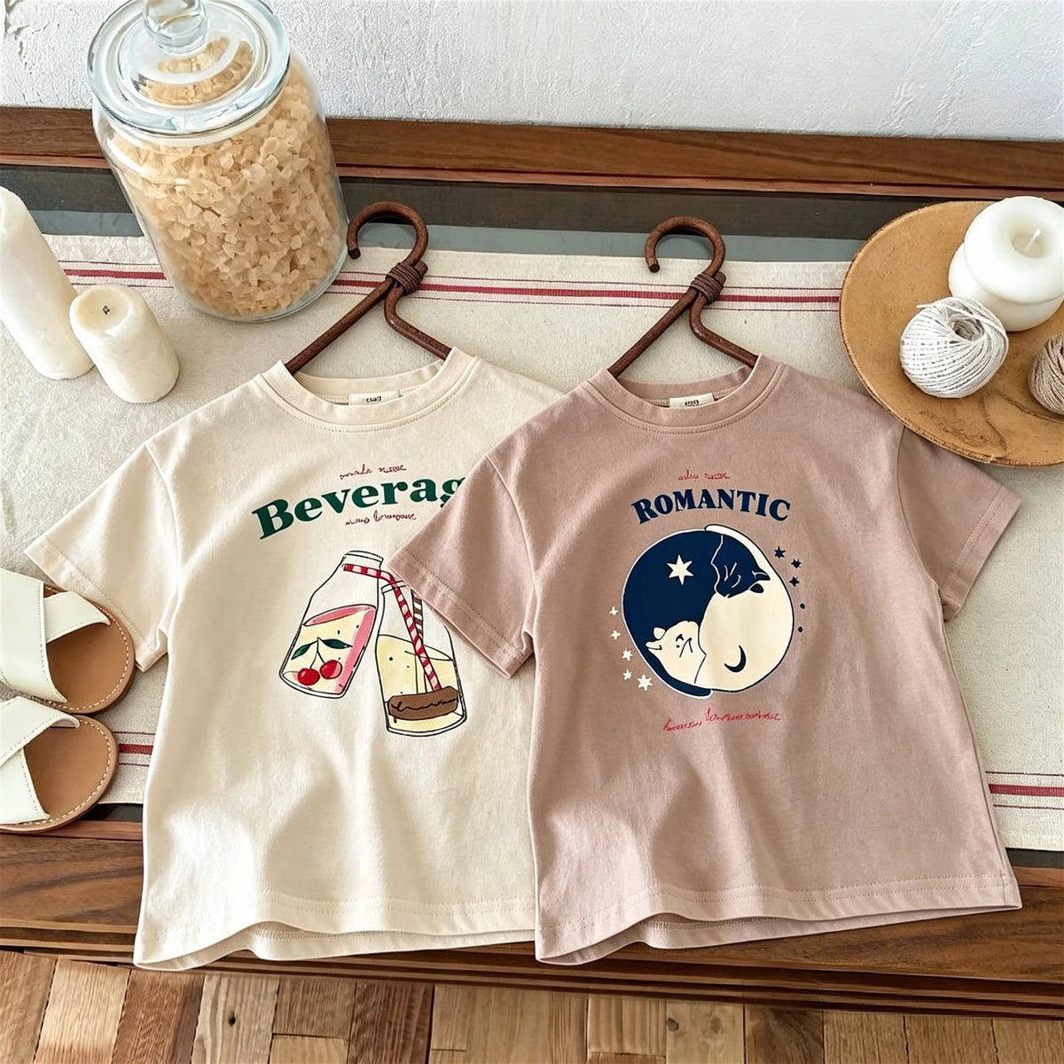Summer Clothes Short Sleeve Tops Tees Printed Fashion Children's T-shirts Loose Casual Girls Boys Crewneck Casual T Shirt 1-7age