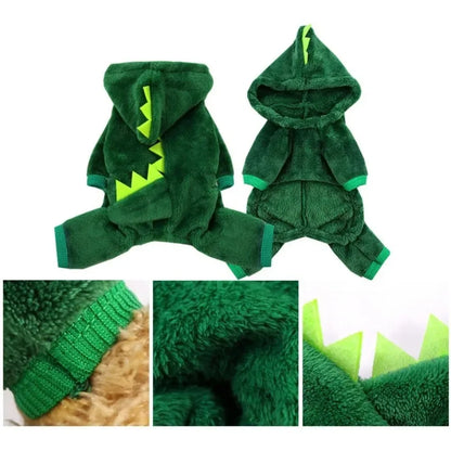 Pet Dog Halloween Costume Dog Clothes for Small Dogs Funny Dinosaur Cosplay Costume Winter Warm Cat Coat Fleece Hoodies Sweater