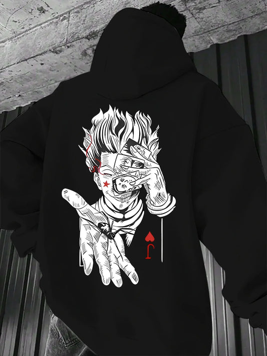 Men's Hunter x Hunter anime hoodie with Joker logo printed on the back Gothic street style autumn and winter pullover sweatshirt