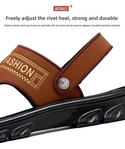 Men's Summer Thickened Anti-slip Wear-resistant Breathable Beach Sandals Driving Beachside Slip-On PVC Material Adult Footwear
