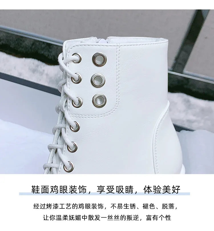 Female Boots Boots For Women Autumn Platform White Black Chunky Super High Heels Ankle High Quality Shoes Woman 2023 Brand New