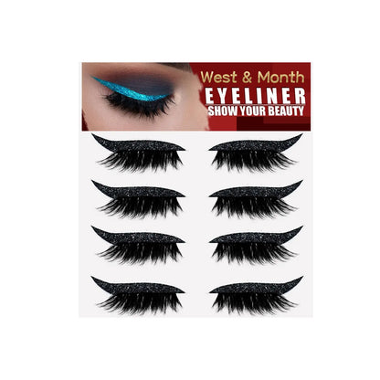 2in1 Eyeshadow Eyeliner Stickers False Eyelashes Waterproof Eyelash Liner Patches Instant Cat Eye Natural Look Party Eye Makeup