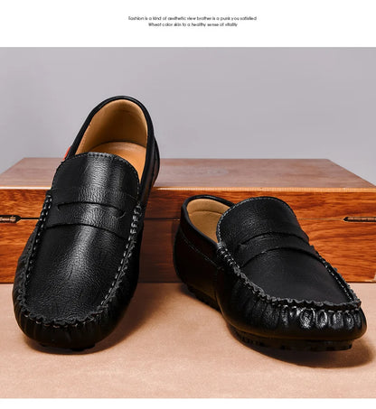 Men Shoes Casual Leather Mens Loafers Moccasins Designer Slip on Boat Shoes High Quality Chaussure Homme Plus Size 38-47