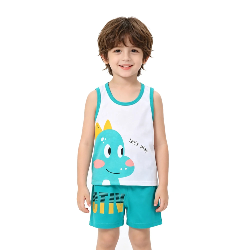 Fashion Kids Clothes Boys Girls Sets Top Shorts 2PCS 100% Cotton Soft Summer Children Baby Cloths T-shirt Shorts Toddler Suit