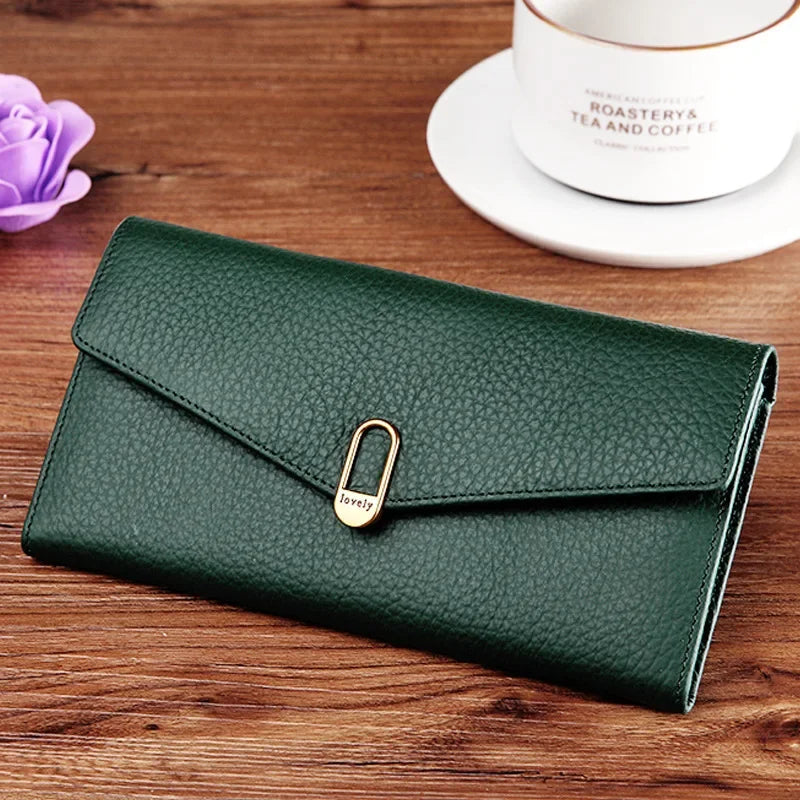Genuine Leather Women's Wallets	Long Handbags Luxury Designer Purses for Women Credit	Card Holder Wallet Carteras Para Mujer