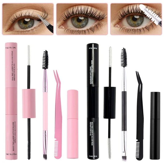 2-in-1 Adhesive and Sealing Eyelash Glue Suitable for DIY Group Eyelashes Eyelash Glue Remover Eyelash Curler Brush Kit Makeup