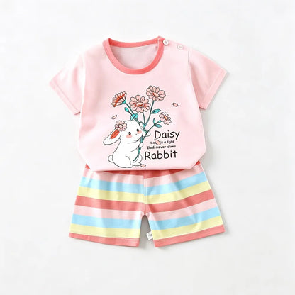 Kids Clothes Set Baby Boy/Girl T-Shirt + Shorts Summer Clothing Cotton Cartoon Casual Boys Tracksuit Children Baby Clothes Set
