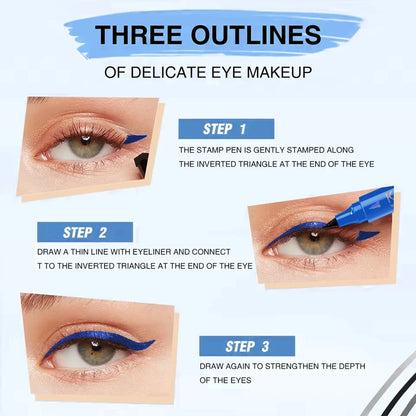 3 Color 2 IN 1 Seal Stamp Eyeliner Pen Waterproof Black Purple Blue Liquid Eye Liner Pencil Eyes Korean Makeup Gifts Cosmetic