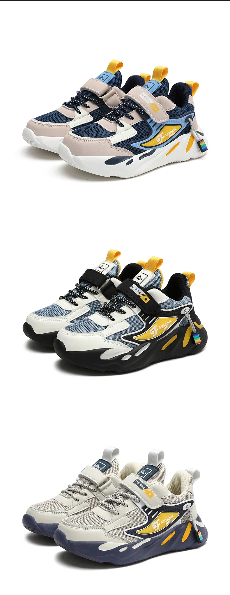 Kid Sneakers Sport Shoes for Boys Fashion Leather Children Breathable Mesh Comfort Shoes Casual Walking Outdoor Running Shoes