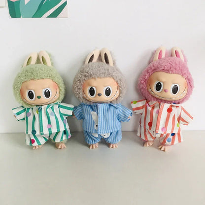 For 15/17cm 3.0 labubu doll cothes Swimsuit Beach skirt beach striped floral shirt shorts For ropa labubu outfit Decorations