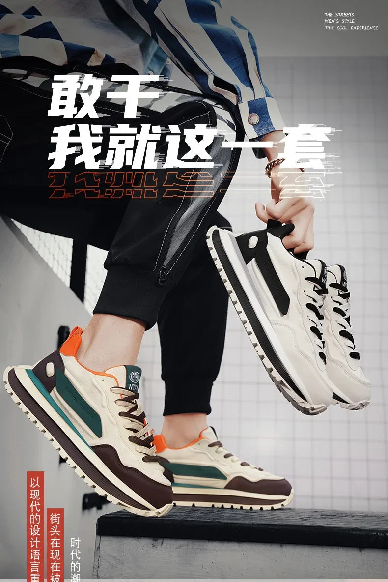 2025 New Spring Men's Breathable sneakers Casual Sports Shoes with Anti slip Soft Bottom White Shoes Men's Trendy Daday Shoes