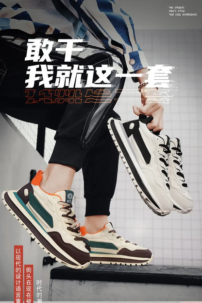 2025 New Spring Men's Breathable sneakers Casual Sports Shoes with Anti slip Soft Bottom White Shoes Men's Trendy Daday Shoes