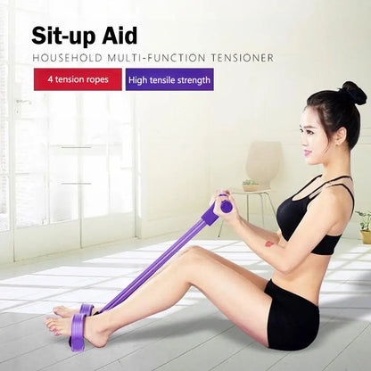 Fitness Resistance Bands-4 Tube Pedal Ankle Puller - Sit Up Leg Stretch Rope Exercise Bands , Stretching Workout Fitness Bands
